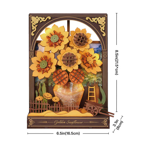 Robotime Rowood Golden Sunflower Wall Art 3D Wooden Puzzle TH002 - Image 4