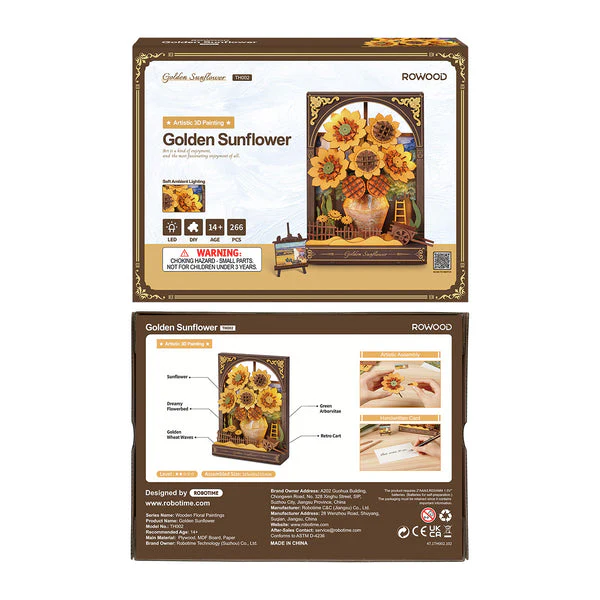 Robotime Rowood Golden Sunflower Wall Art 3D Wooden Puzzle TH002 - Image 5