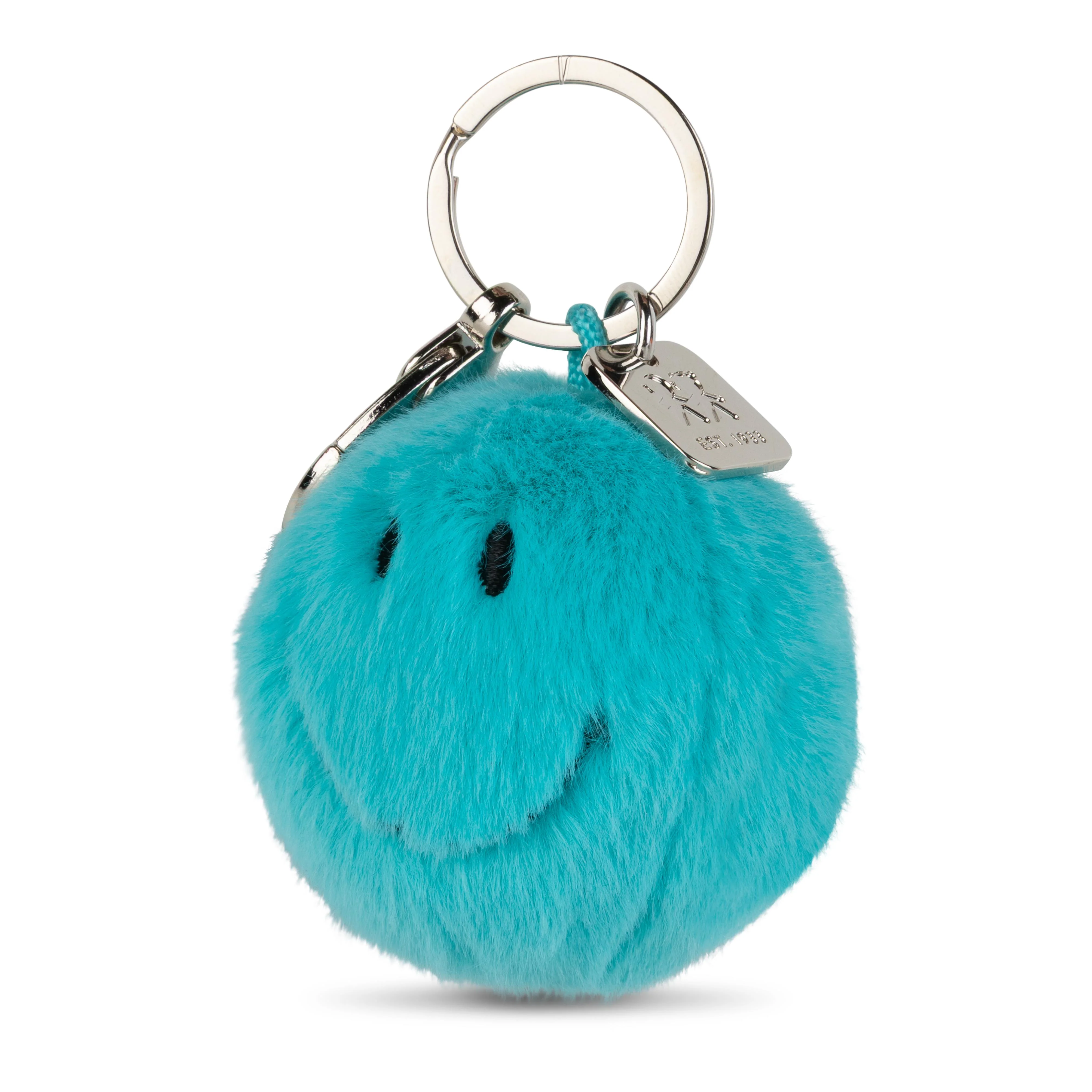 Smiley Keychain ECO Fuzzy Teal 5.5 cm - Image 4
